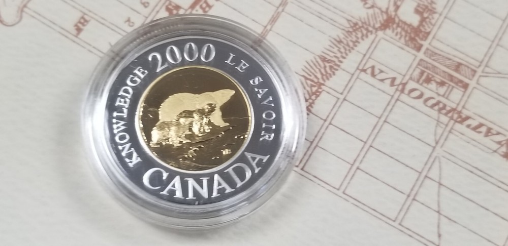 2000 Canada Rare Silver Proof Knowledge $2 Twonie Coin.