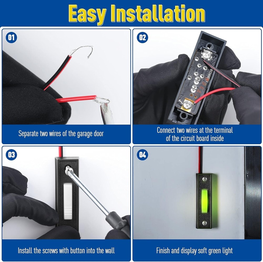 Lighted Doorbell Button Plastic Wall Mount 2 Pack with LED for Garage Opener