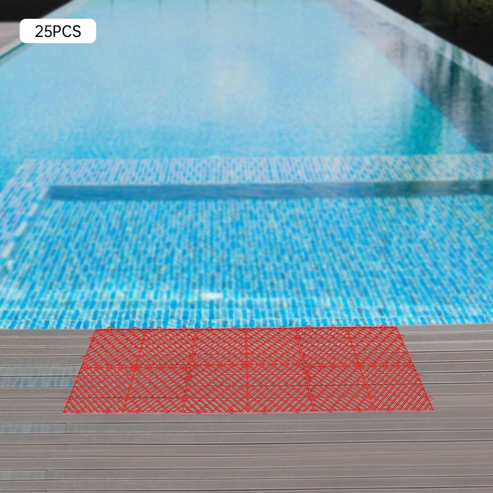 25PCS Interlocking Deck Tile  Deck Flooring for Pool Bathroom Patio Garage