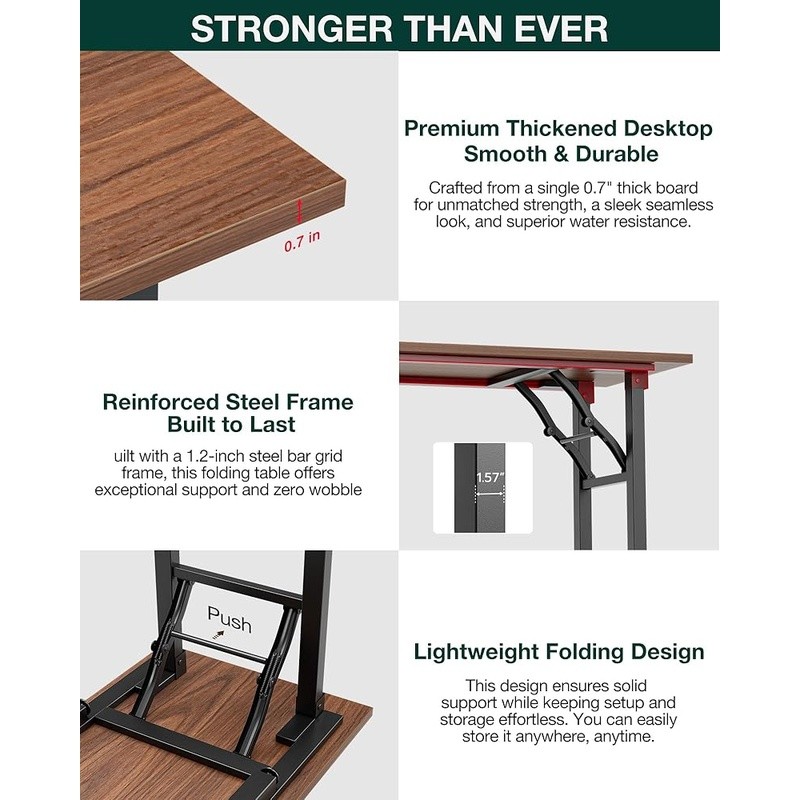 Folding Desk No Tools Assembly Compact Lightweight Workstation Home Office Study