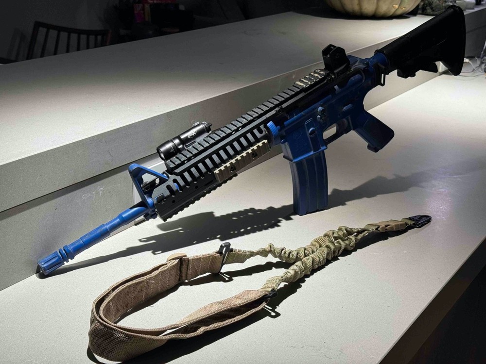 Ring's Blue Gun Training Replica Accessorized: VLTOR/Surefire/DanielDefense/GGG