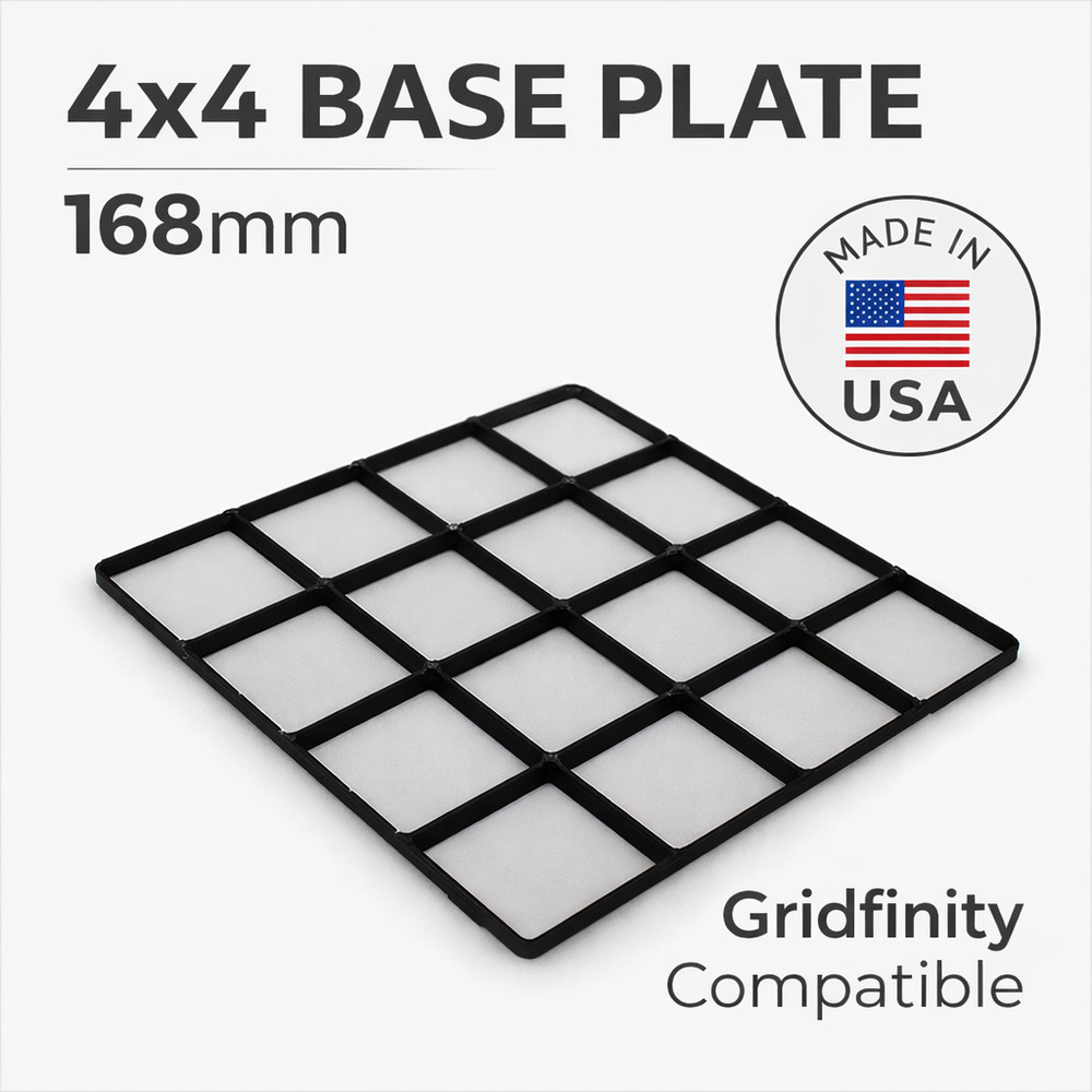 Gridfinity 4x4 Base Plate 168mm Modular Drawer Organizer Grid Black
