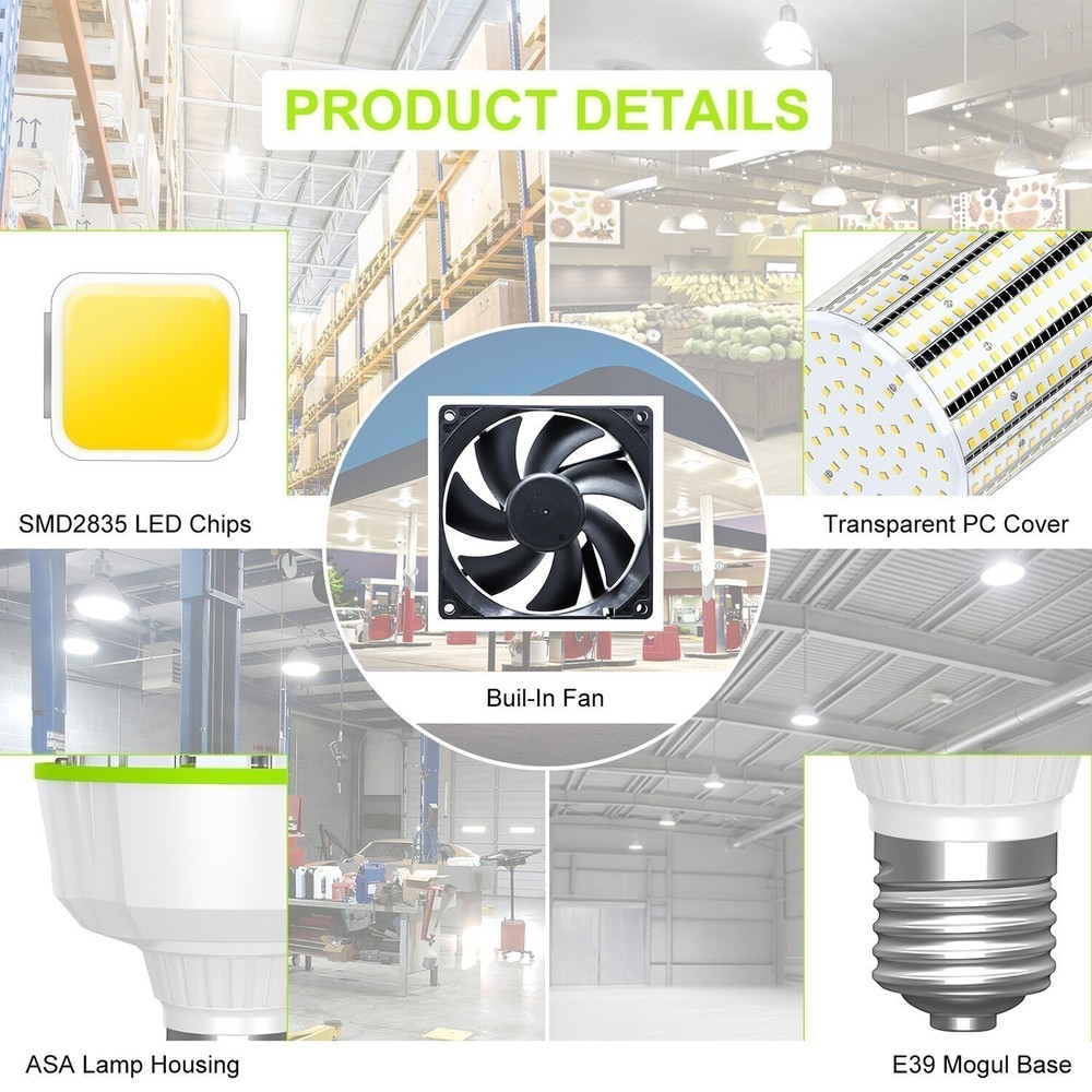 100Watts LED Corn Light Bulb 6000K Hight bay Warehouse Garage Workshop Lighting