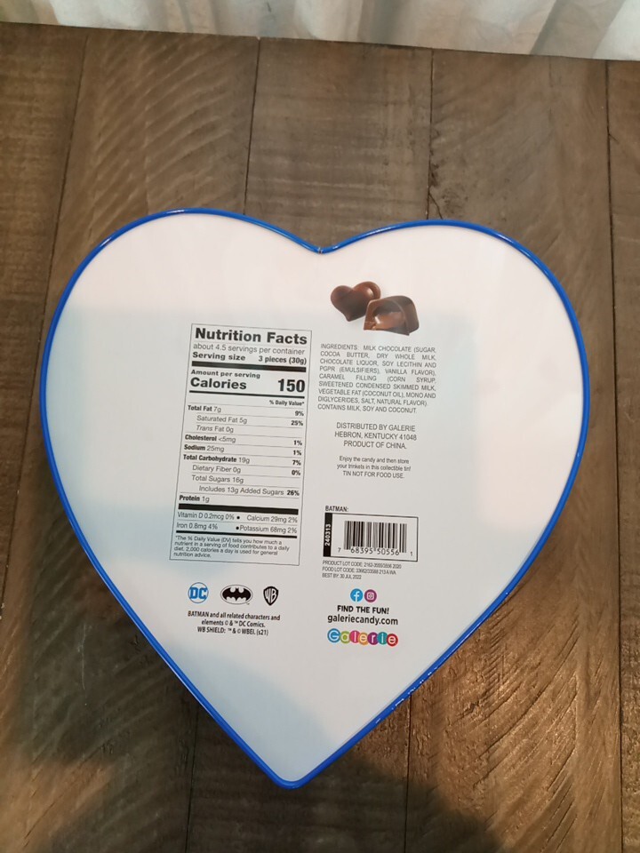 Batman Valentine's Day Heart Shaped Embossed Candy Tin (EMPTY TIN)