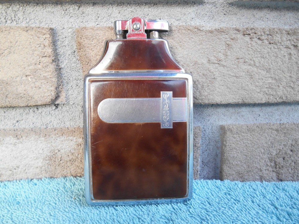 Vintage RONSON MASTERCASE CIGARETTE CASE & LIGHTER ENGRAVED L.A.L. WORKING!