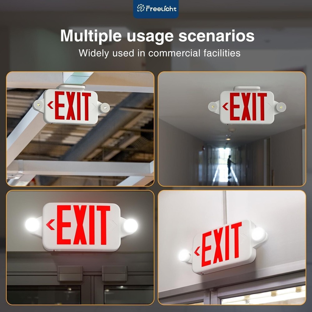 1 UNIT LED Exit Sign Emergency Lights Compact Combo FCC-Listed Wall or Ceiling