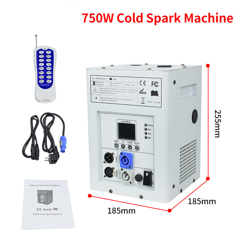 4PCS 750W White Cold Spark Machine firework DMX Wedding Stage Effect w/Case