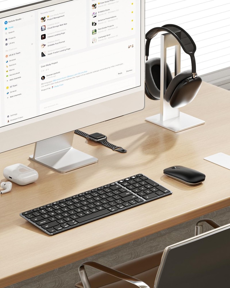 Bluetooth Keyboard and Mouse for Mac, SKM64-2 Multi-Device Rechargeable Slim ...