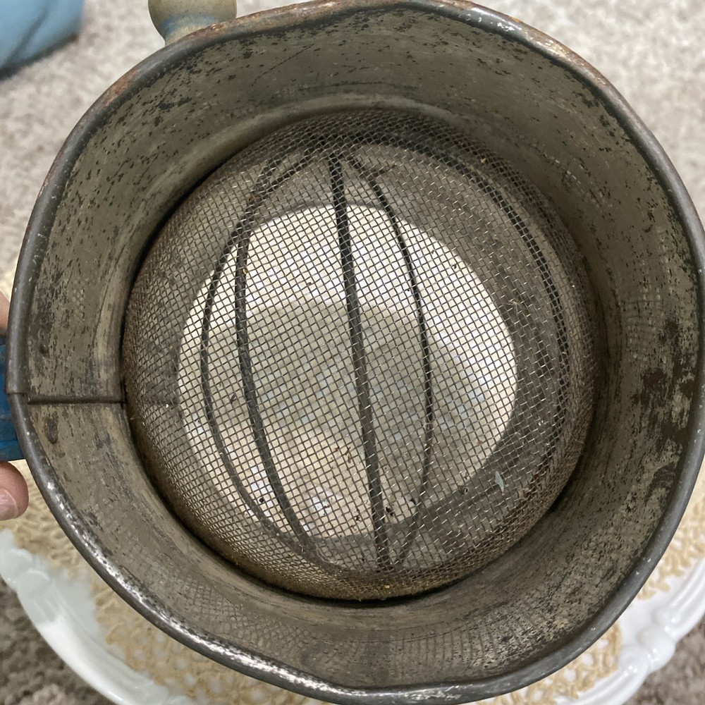 Vintage Bluish Flour Sifter Kitchen Granny Core