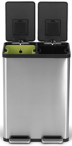 60 Liter / 16 Gallon Rectangular Hands-Free Dual Compartment Recycling