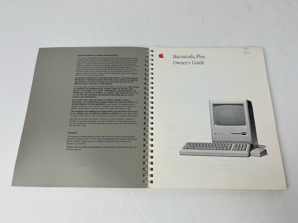 Vintage Apple Computer Macintosh Plus Owner's Guide Manual 030-3294-A