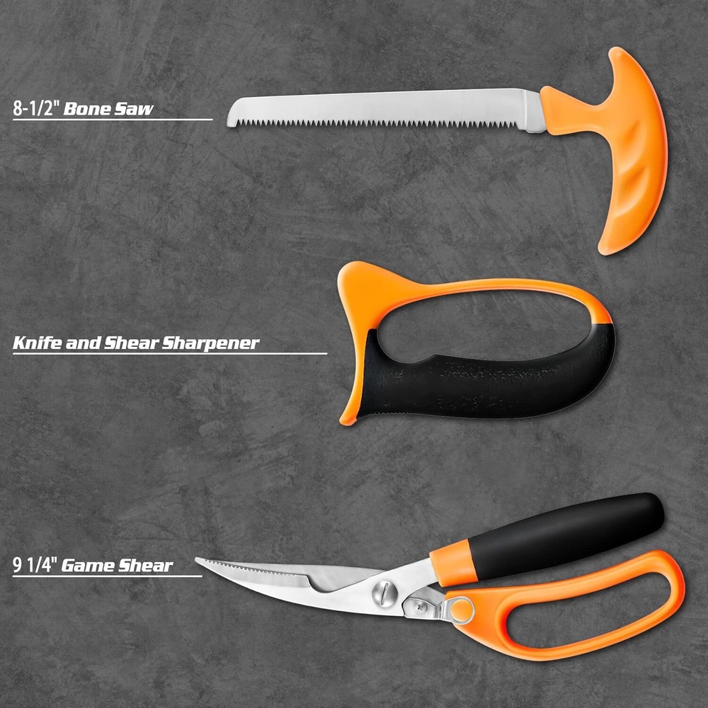 Knife Set Field Dressing Kit Portable Butcher Game Processor Set, 12 Pieces