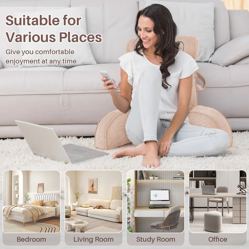 Reading Pillow with Arms Soft Backrest Support Pillow with Side Pocket