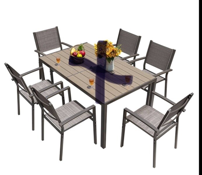 6 Stackable Textilene Chairs Grey New