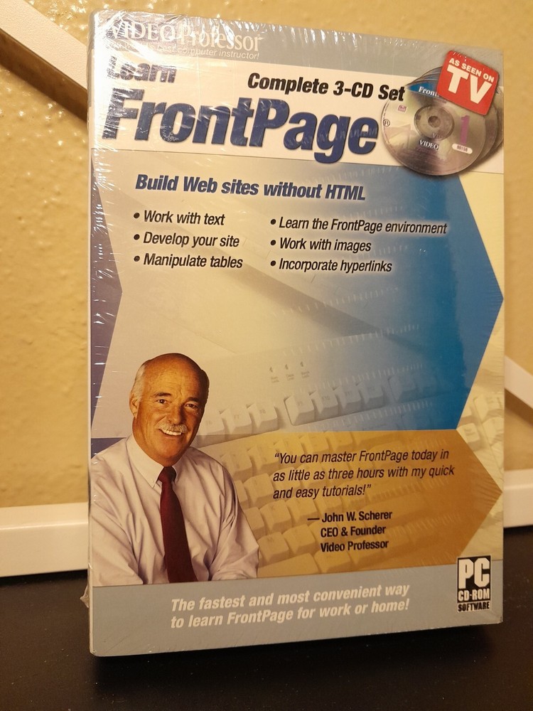 Video Professor Learn FrontPage | Web Design | PC CD-Rom Software 3-CD Disc NEW