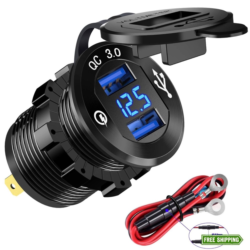 YONHAN 12V Aluminum USB & Cigarette Lighter Socket with Voltmeter DIY Kit