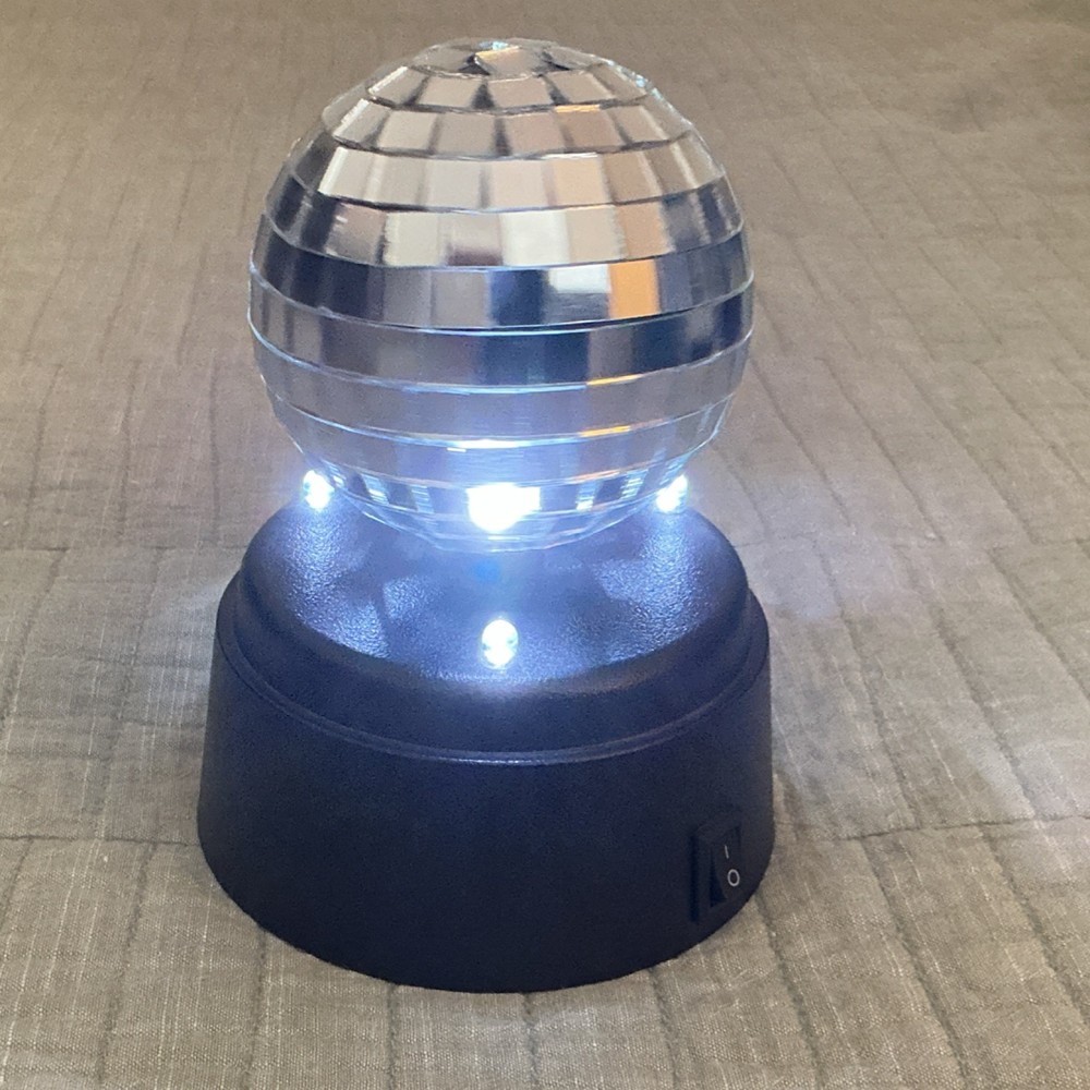 LED Mirror Ball Effect Light, Mini Disco Ball - Compact, 4 White Lights