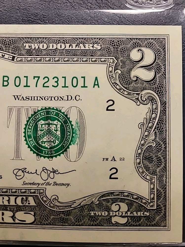 2013 Two Dollar Bill Error Over Ink On The Seal