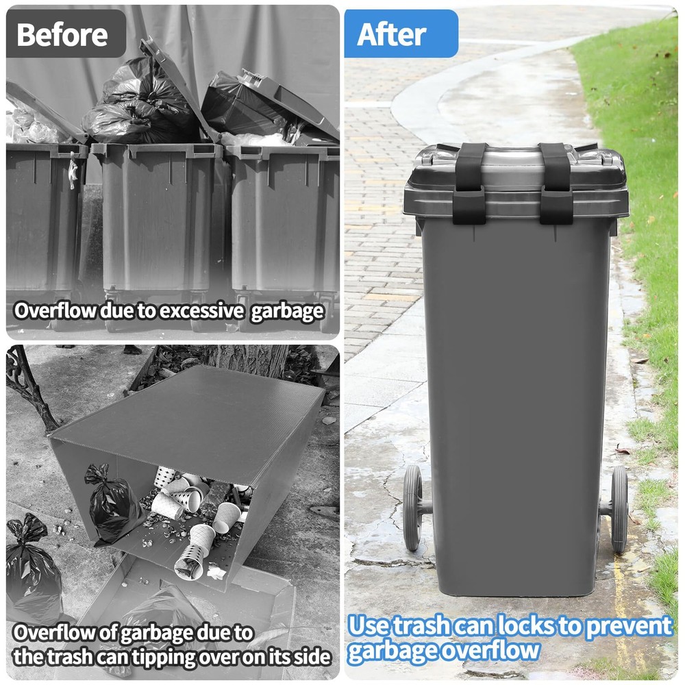 2 Packs Trash Can Locks Raccoon Bear Proof Outdoor Garbage Bins Security Strap
