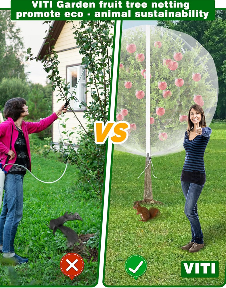 Large Fruit Trees Netting Zipper - 2Pcs 10X10 FT with Drawstring Bird-Proof,Dura