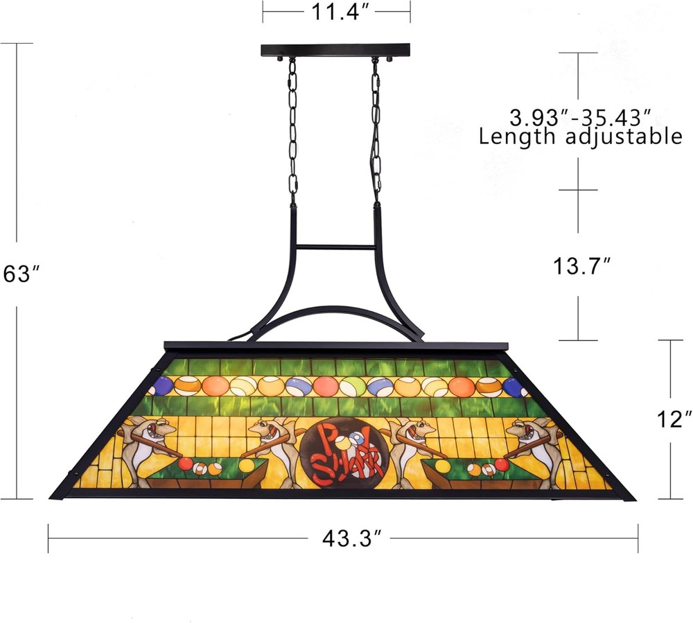 TOCHIC Vintage Pool Table Light, 3-Light Rustic Billiards Light Green