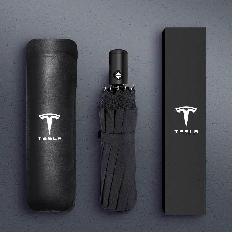 Tesla Branded Fully Automatic Umbrella – Windproof, Compact & Stylish