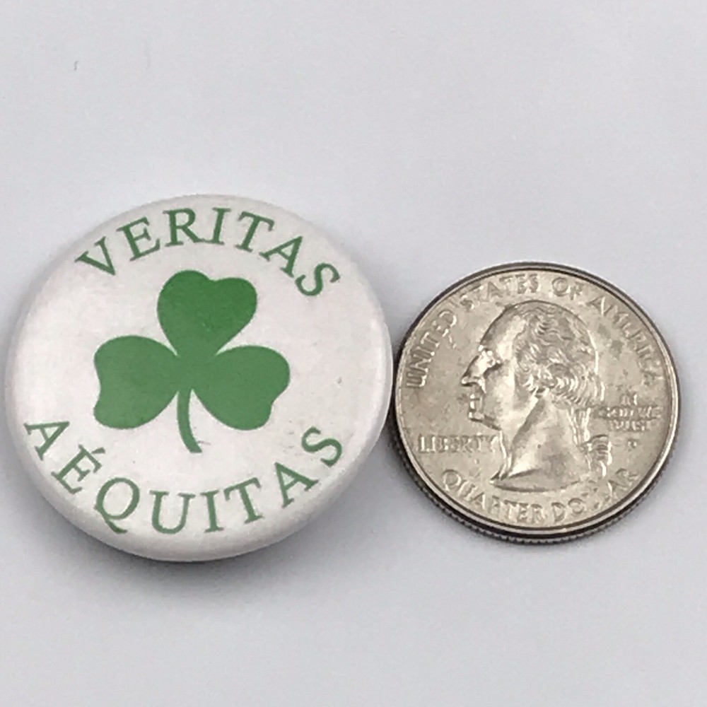 Beritas Aequitas Shamrock Pin Button Pinback