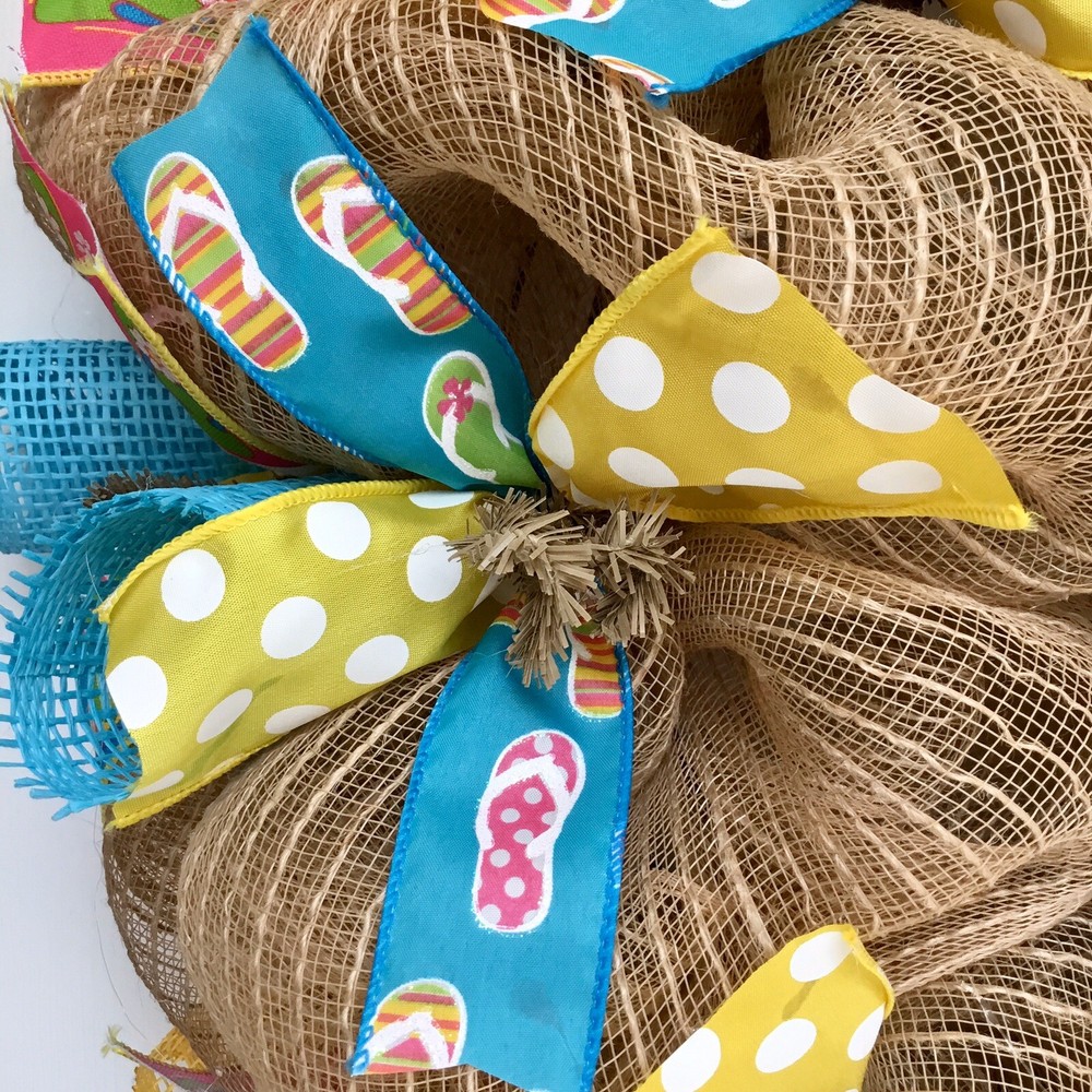 Pool Is Open Burlap Deco Mesh Summer Wreath