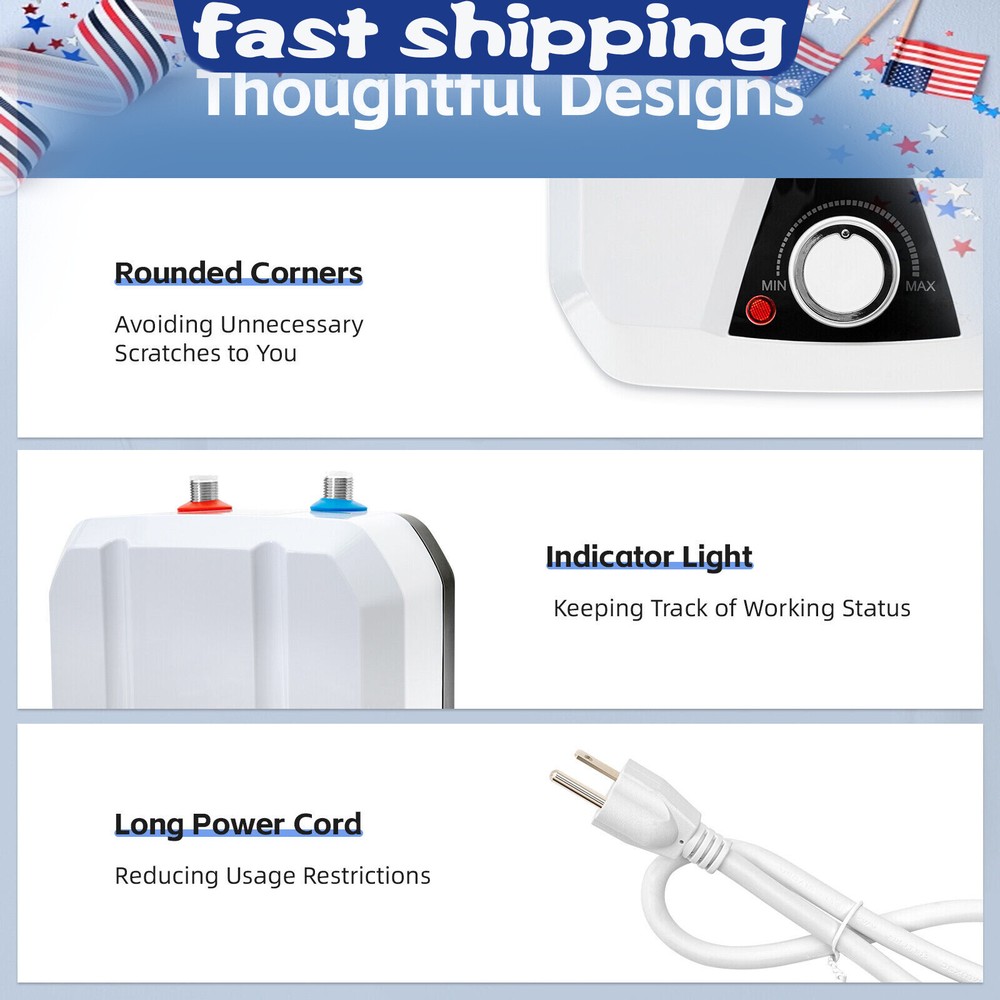 110V 8L Electric Tank Hot Water Heater Kitchen Home 55℃-70℃ Water Heater