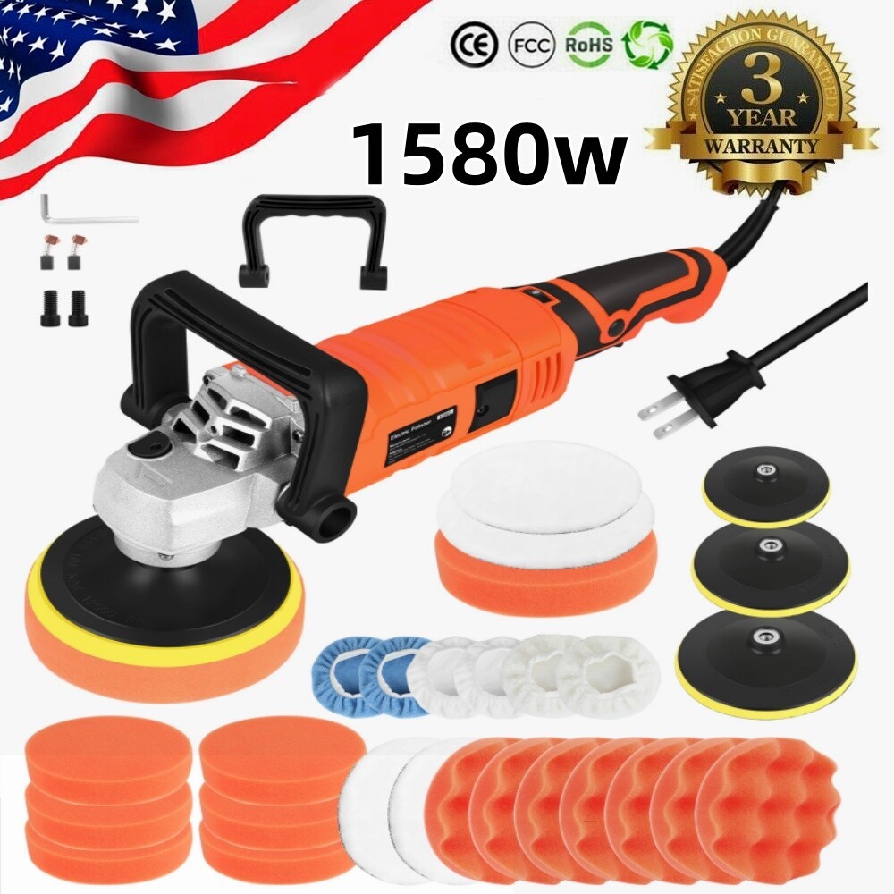 1580W Car Polisher Polishing Machine Kit Buffer Sander Variable Speed 5&6&7" Pad