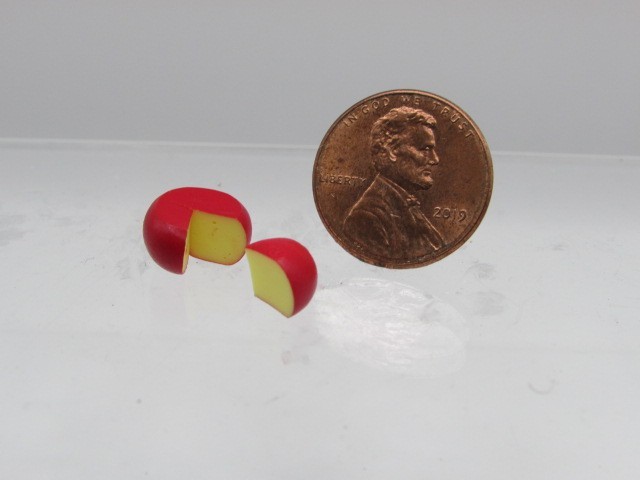 Dollhouse Miniature Cheese Round with Wedge B0482