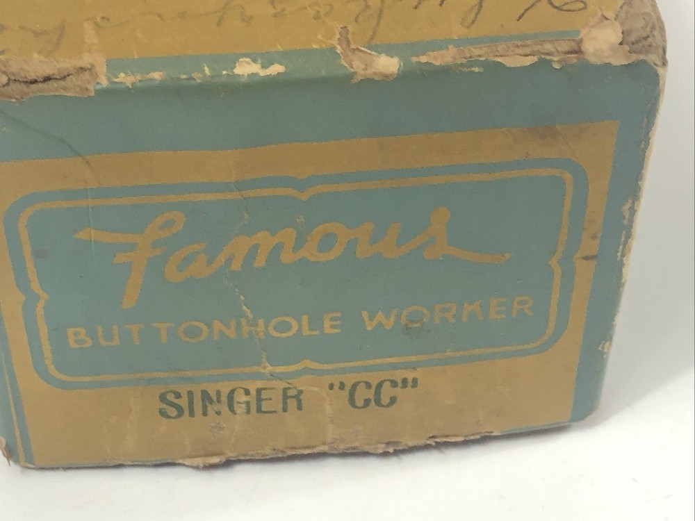 FAMOUS BUTTONHOLE WORKER ORIGINAL BOX With Instructions & Chisel Handle