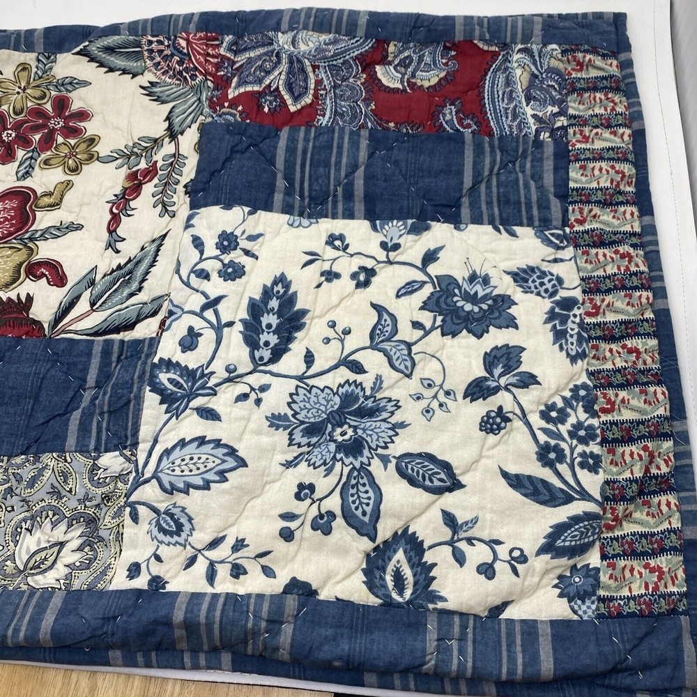Pottery Barn Fiorella Patchwork Standard Size Pillow Sham (1) Blue
