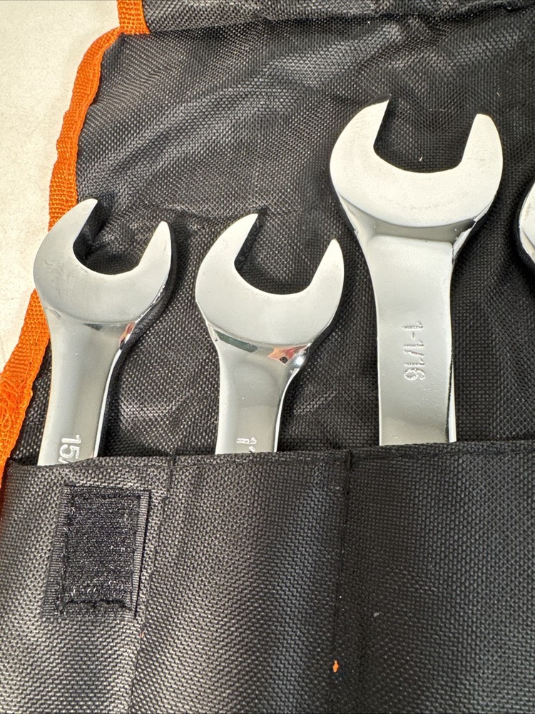 Der Erwachte Super-Thin Open End Wrench Set SAE 6-Piece Rolling Pouch