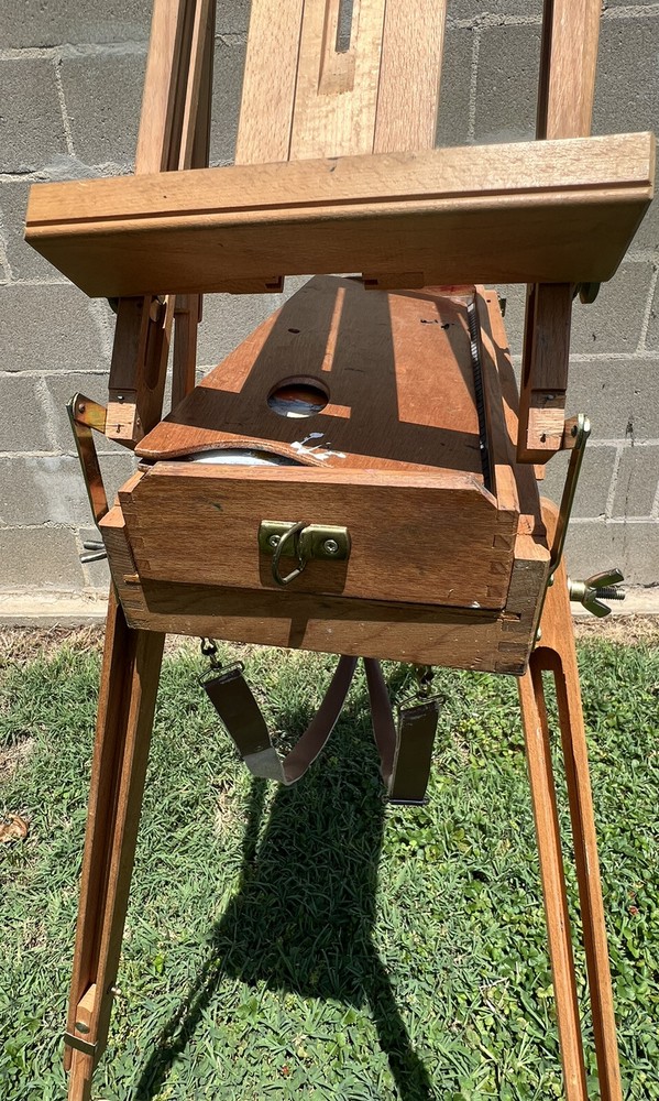 MABEF Drawer Sketch Box Collapsible Folding Wood Leather Handle ITALY Backpack