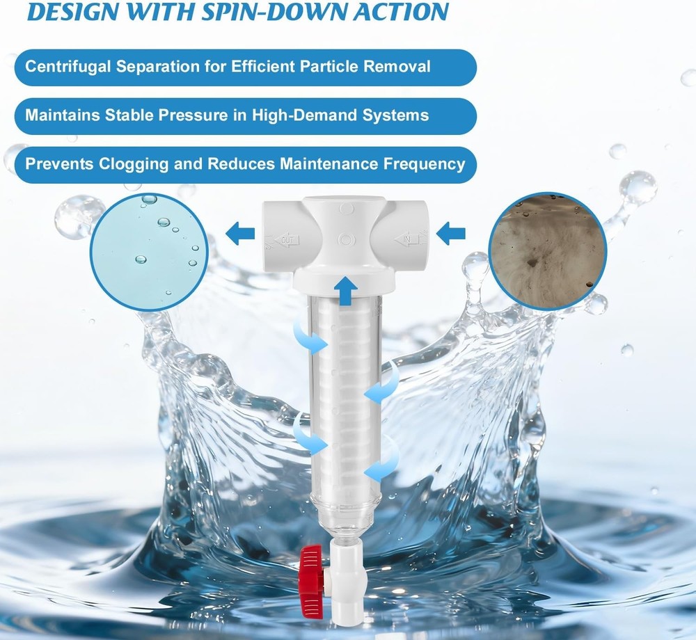 100 Mesh Spin Down Sand Separator for Rusco Vu-Flow 1.5" Spin-Down Filter 50 GPM