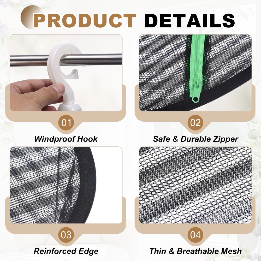 Herb Drying Rack, 24" 1-Layer Hanging Drying Mesh Net, Black