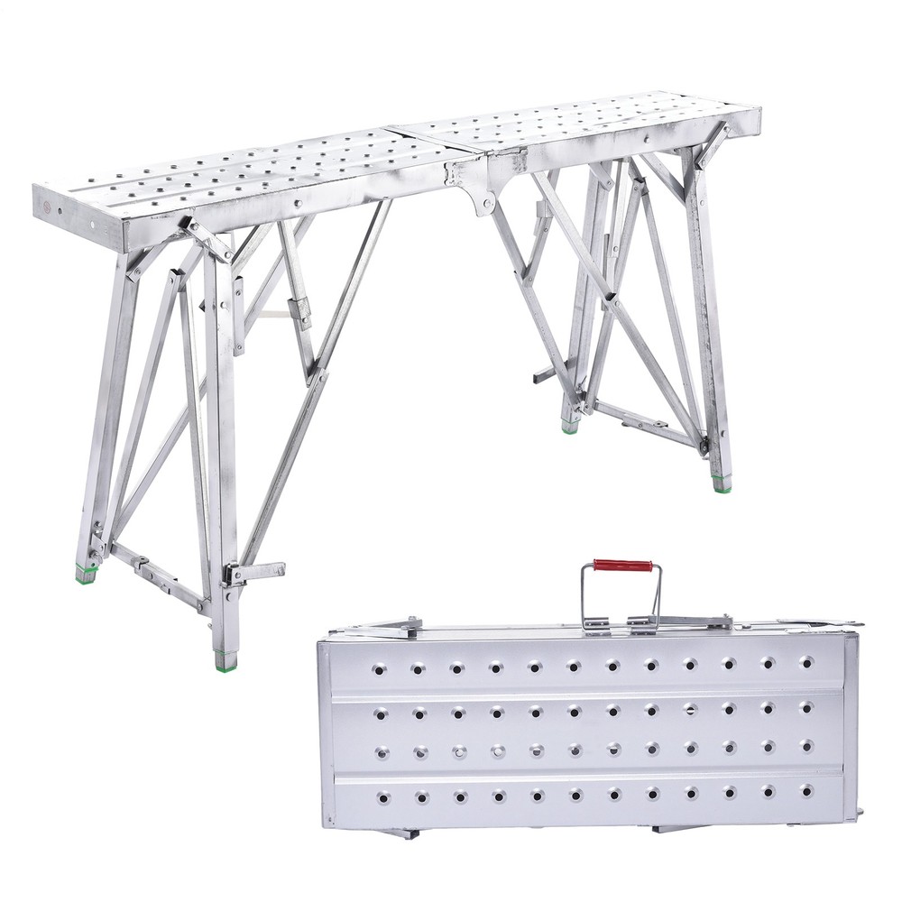 Work Platform Adjustable Height Portable Scaffolding Platform 330 Lb Load US