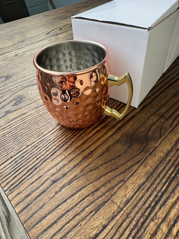 Moscow Mule Copper Mug Hammered Stainless Steel Lined with Handle