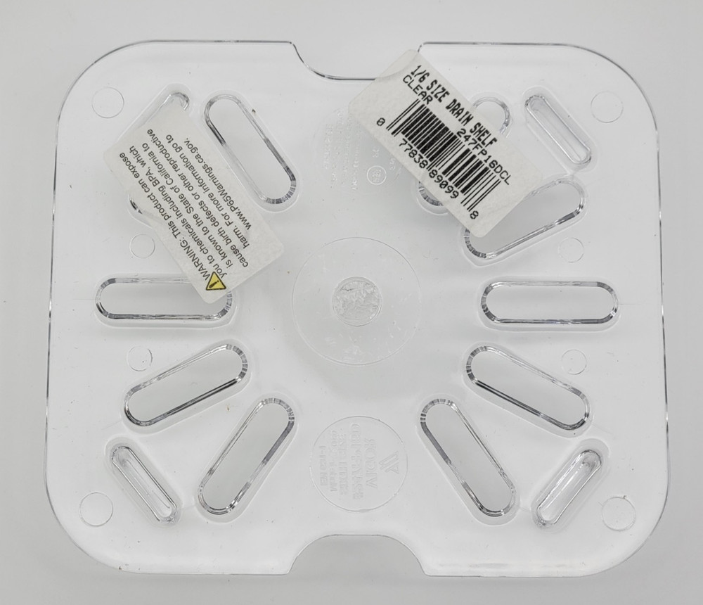(12 Pack) Vigor 1/6 Size Clear Polycarbonate Drain Tray 247FP16DCL