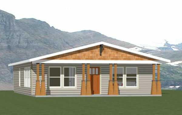 30x40 House -- 3 Bedroom 2 Bath -- 1,200 sq ft -- PDF Floor Plan -- Model 4E