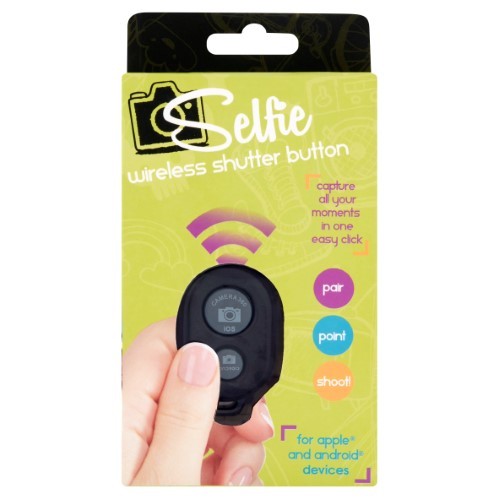 Selfie Wireless Shutter Button for Apple & Android Devices 30 Ft Distance Black
