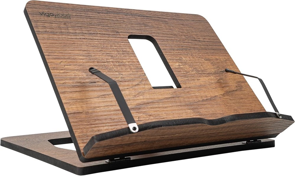Durable Walnut Reading Stand - Adjustable Book Holder for Home & Kitchen