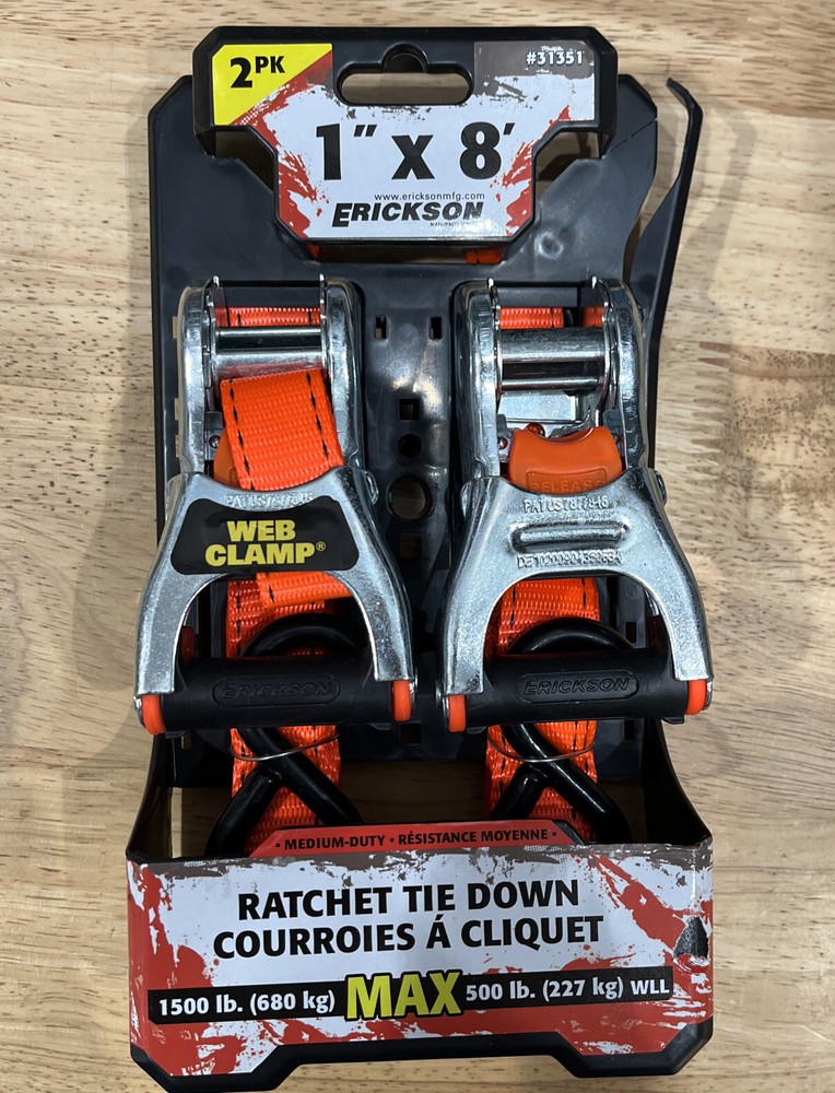 Erickson Manufacturing Ratchet Tie-Downs With Web Clamp - Pair (E-31351)