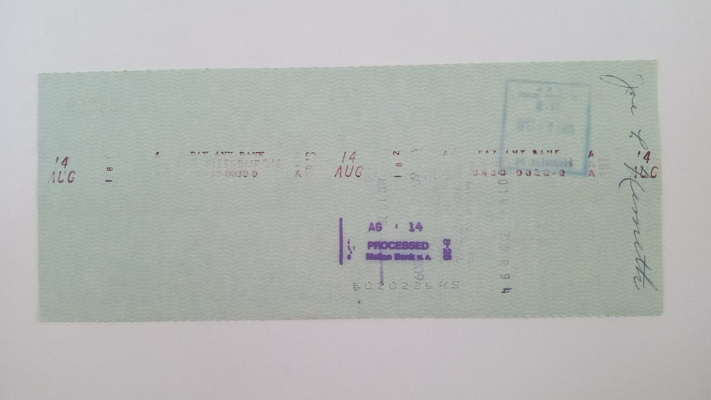 Joe L. Nemeth: 1978 Pittsburgh Pirates Expense Check