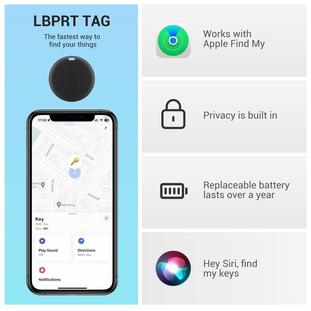 [Apple MFi Certified] LBPRT Air Tracker Tag 4 Pack, Smart Bluetooth Item Find...