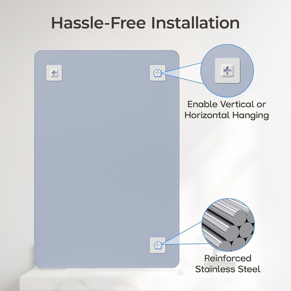 USHOWER 2-Pack Frameless Bathroom Mirror 24x36 Rectangular Wall Vanity Mirror US