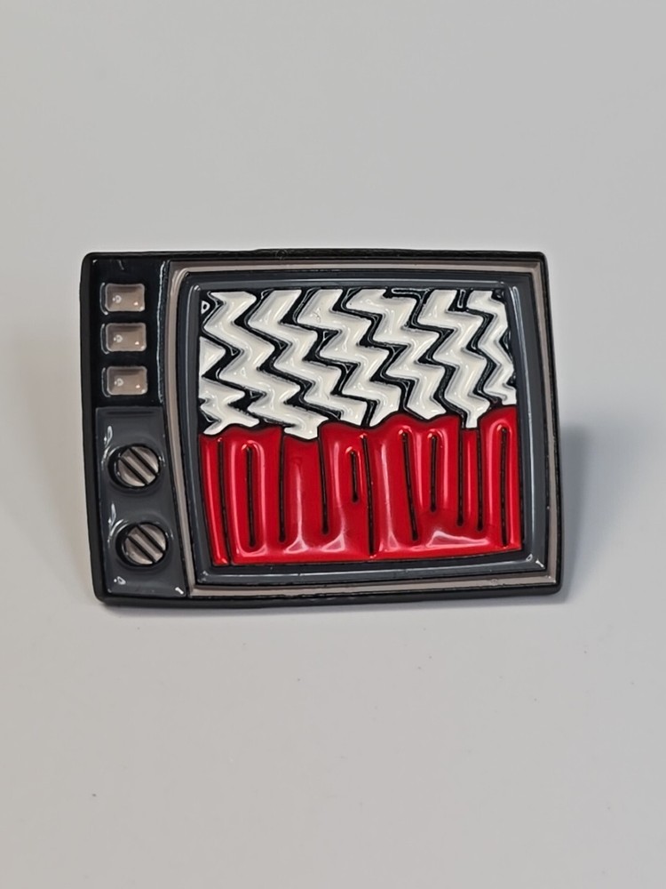TV Set Lapel Pin Red & White Design