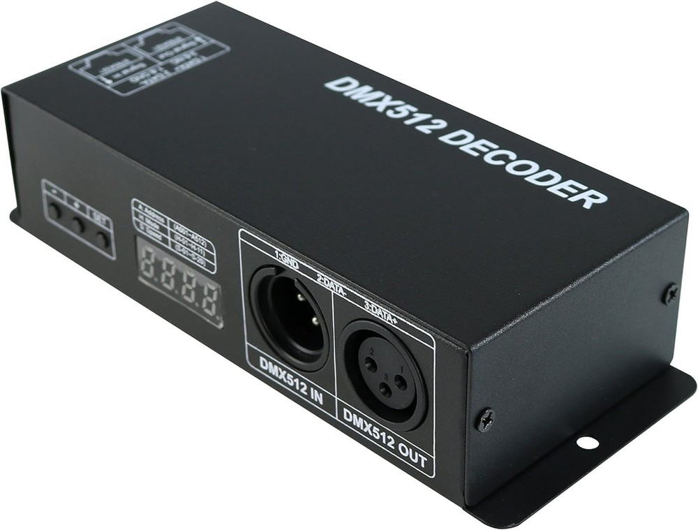 AMKI DMX 512 LED Decoder Controller for RGB Tape Strip Light Dimmer Driver (4...