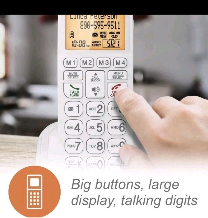 VTech SN5147 Amplified Corded Cordless Phone Answering Machine Big Button